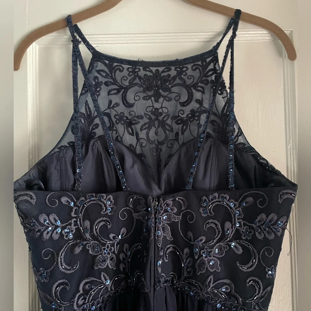 Mori Lee 21589 Navy floral embroidered Dress - Picture 4 of 6